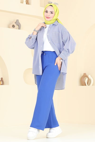 M.R. - Beli Lastikli Aerobin Pantolon 0006MR1078-MS İndigo - 390863