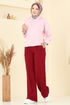 Beli Lastikli Krep Pantolon 8119AB368-MS Bordo - Thumbnail