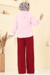Beli Lastikli Krep Pantolon 8119AB368-MS Bordo - Thumbnail