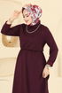 Beli Lastikli Modal Elbise 21201MPR1163-MS Bordo - Thumbnail