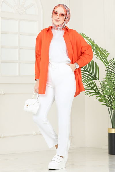 Y.G.S. - Beli Lastikli Pantolon 6626YG95-MS Ekru - 358867