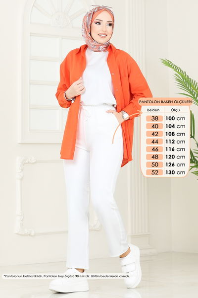 Y.G.S. - Beli Lastikli Pantolon 6626YG95-MS Ekru - 358868