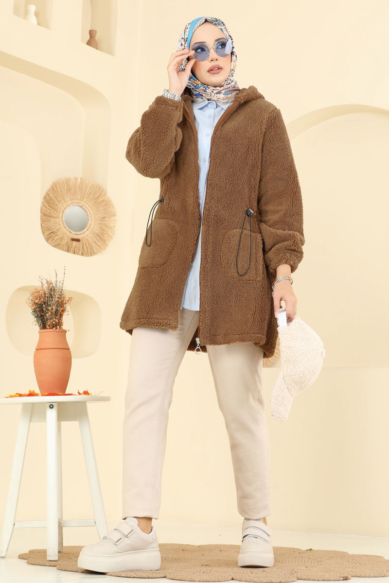 Beli Lastikli Peluş Kap 6039TEG847-MS Taba