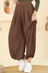 Beli Lastikli Şalvar Pantolon 0001ERK1158-MS Kahve - Thumbnail