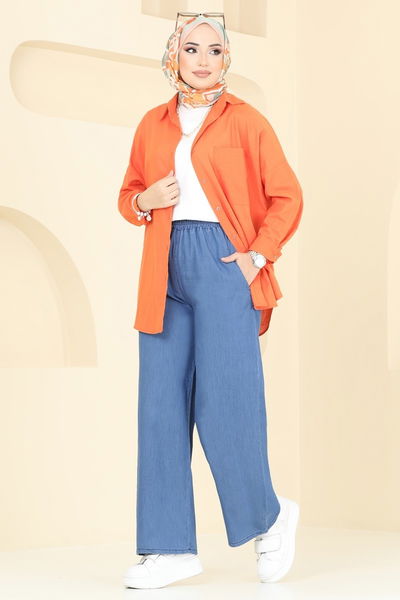 L.D. - Beli Lastikli Tensel Kot Pantolon 9004LD1070-MS Açık Kot - 382265