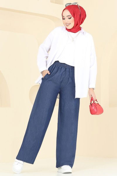 L.D. - Beli Lastikli Tensel Kot Pantolon 9004LD1070-MS Koyu Kot