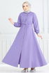 Beli Lastikli Tesettür Elbise 805OZN1046-MS Lila - Thumbnail