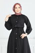 Beli Lastikli Tesettür Elbise 805OZN1046-MS Siyah - Thumbnail