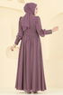 Beli Pilise Detaylı Şifon Abiye 8084AB368-MS Pudra Vizyon - Thumbnail