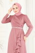 Beli Taşlı Abiye Elbise 2497ASMK1074-MS Açık Gül Kurusu - Thumbnail