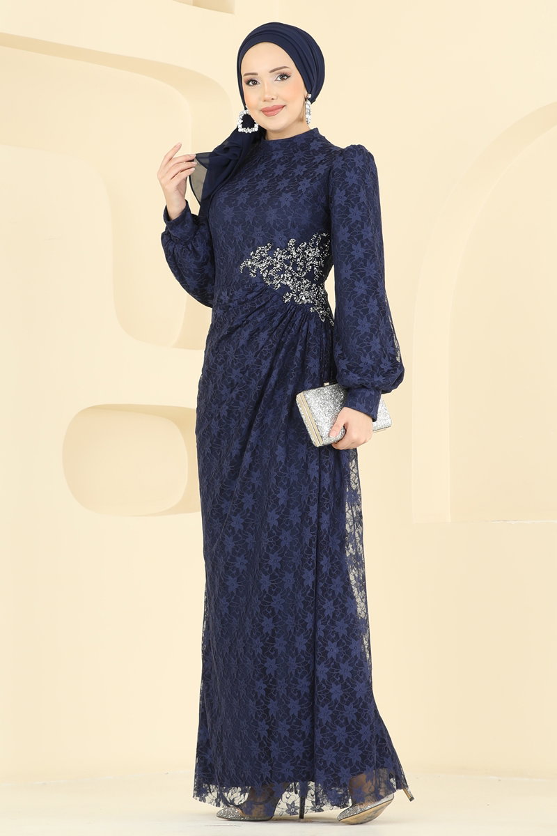 Beli Taşlı Dantel Abiye 5739EDF311-MS Laci
