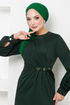 Beli The Stone Embroidered Evening dress 5027SL890-M Emerald - Thumbnail