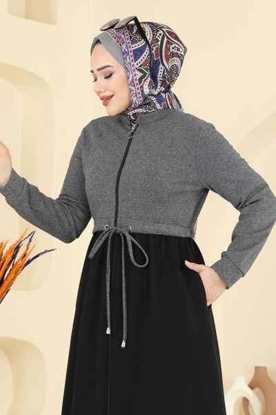 F.O.N. - Beli Tünel Detaylı Ferace 2017FON792-MS Antrasit&Siyah - 413863