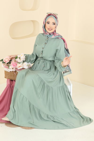 B.G.S. - Beli Tünelli Belmando Elbise 7138BG354-MS Mint - 416404