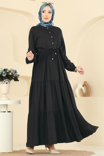 B.G.S. - Beli Tünelli Belmando Elbise 7138BG354-MS Siyah - 416396