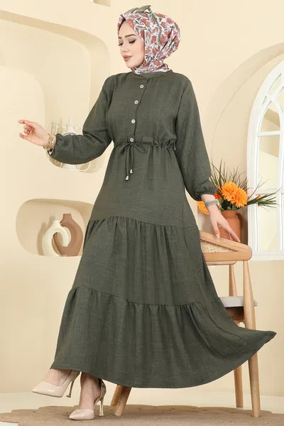 H.B.S. - Beli Tünelli Sofia Elbise 3263HBS856-MS Haki - 424812