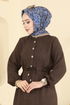 Beli Tünelli Sofia Elbise 3263HBS856-MS Koyu Kahve - Thumbnail