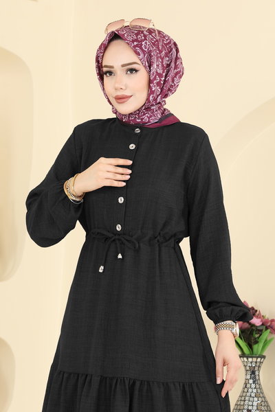 H.B.S. - Beli Tünelli Sofia Elbise 3263HBS856-MS Siyah - 424850