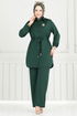 Beli Tünelli Tesettür Takım 410DVL817-MS Zümrüt - Thumbnail