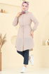 Beli Tünelli Tesettür Tunik 3061KTR750-MS Bej - Thumbnail