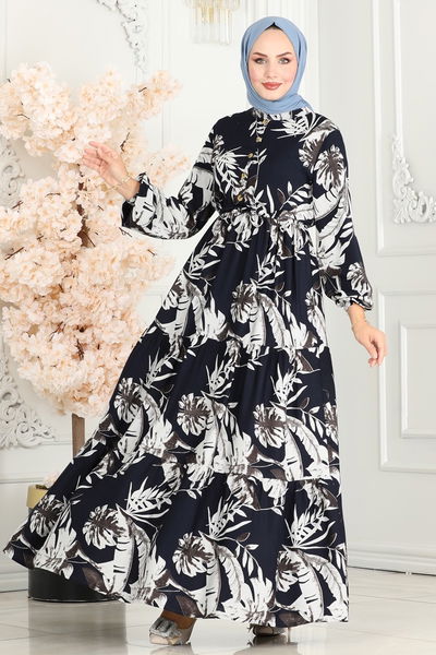 B.G.S. - Beli Tünelli Viskon Elbise 7119BG354-MS Laci - 364800