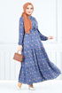 Beli Tunneled Dress 810OZR1047-M Indigo - Thumbnail