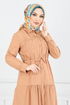 Beli Tunneled Hijab Dress 225ASN936-M Latte - Thumbnail