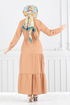 Beli Tunneled Hijab Dress 225ASN936-M Latte - Thumbnail