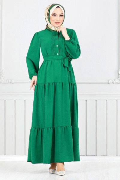 MRV A.S.N. - Belted Aerobin Dress 207ASN936-M Emerald