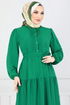 Belted Aerobin Dress 207ASN936-M Emerald - Thumbnail