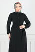 Belted Aerobin Dress 224ASN936-M Black - Thumbnail