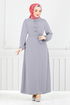 Belted Aerobin Dress 224ASN936-M Grey - Thumbnail