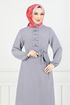 Belted Aerobin Dress 224ASN936-M Grey - Thumbnail