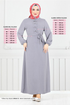 Belted Aerobin Dress 224ASN936-M Grey - Thumbnail