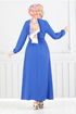 Belted Aerobin Dress 224ASN936-M Indigo - Thumbnail