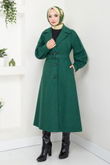 MRV B.İ.S.S.K. - Belted Lined Stamp Coat 16124BSK984-M Emerald