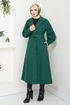 Belted Lined Stamp Coat 16124BSK984-M Emerald - Thumbnail