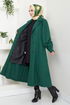 Belted Lined Stamp Coat 16124BSK984-M Emerald - Thumbnail