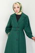 Belted Lined Stamp Coat 16124BSK984-M Emerald - Thumbnail