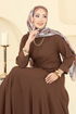 Bisiklet Yaka Bürümcük Elbise 7132ERK1158-MS Kahve - Thumbnail