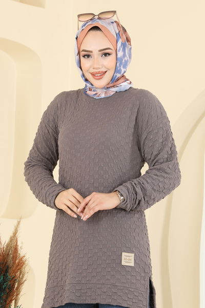 B.O. - Bisiklet Yaka Bürümcük Tunik 185BO429-MS Koyu Vizyon - 416696