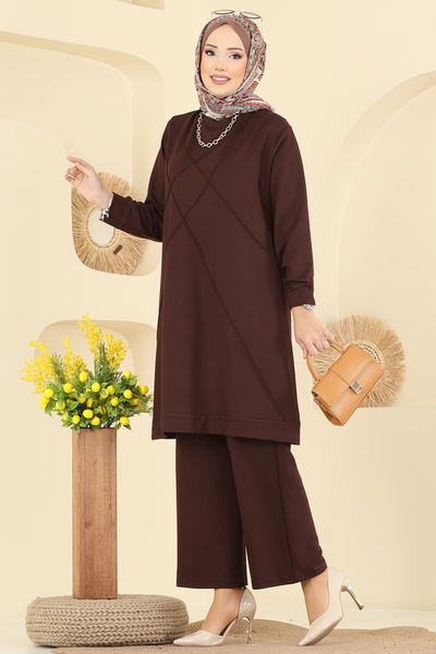 A.Y.D. - Bisiklet Yaka Kristal Takım 2762AYD574-MS Kahve - 412853