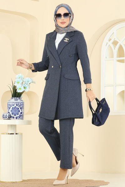 A.S.M. - Blazer Ceketli Kışlık Takım ASM2657-MS İndigo - 408230