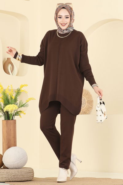 A.Y.D. - Boğazlı İkili Triko Takım 2737AYD574-MS Kahve - 407181