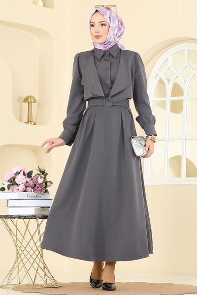 S.L. - Bolero Detay Etekli Takım 2745SL432-MS Antrasit - 407223