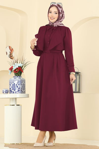 S.L. - Bolero Detay Etekli Takım 2745SL432-MS Bordo - 407234