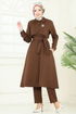 Bolero Detaylı Tesettür Kombin 23023UKB139-MS Kahve - Thumbnail