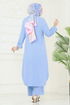 Boncuk Detay Tesettür Takım 2686SL432-MS Bebe Mavisi - Thumbnail