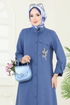 Boncuk Detay Tesettür Takım 2686SL432-MS İndigo - Thumbnail
