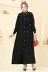 Boncuk Detaylı Elbise Ferace 3141HBS856-MS Siyah - Thumbnail